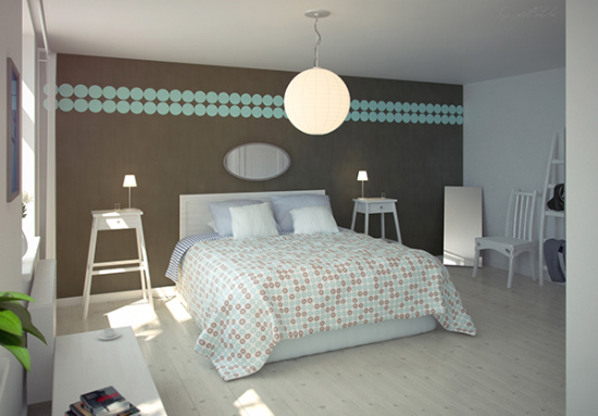 Как да декорирате стените в спалнята с точки и кръгове